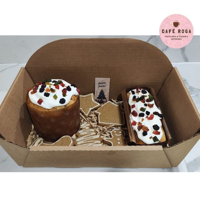 Box navideño con panettones y galletas de jengibre